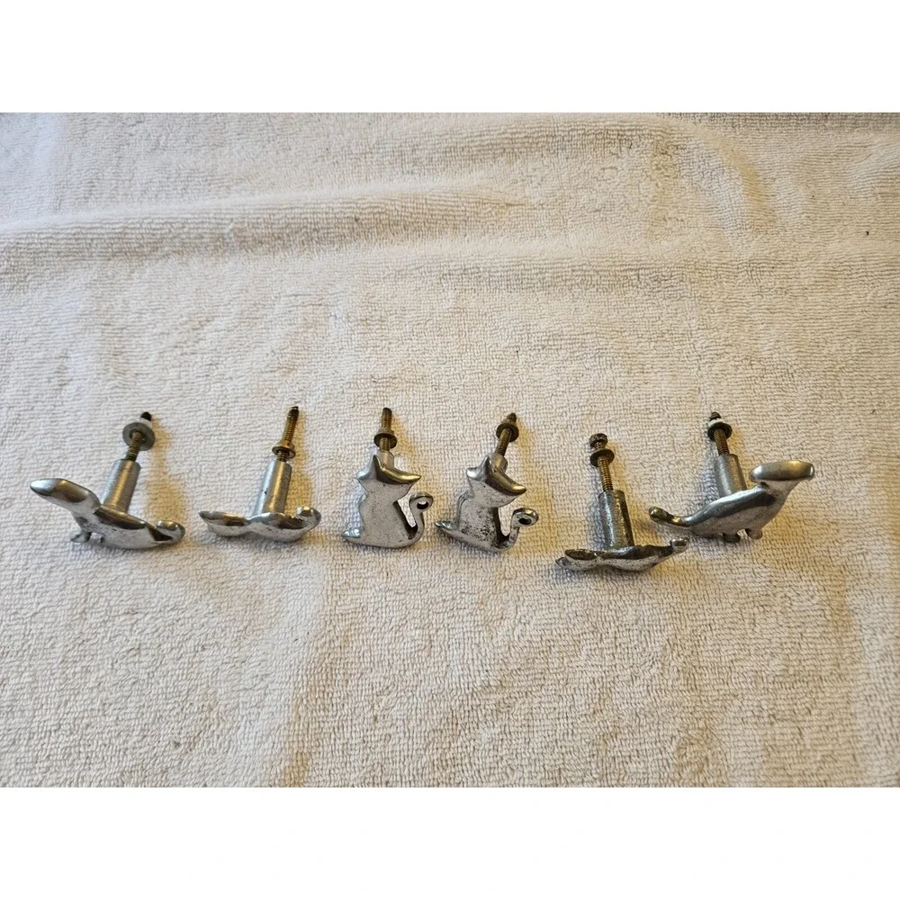 Set Of 6 Cat And Dog Drawer Pulls Metal